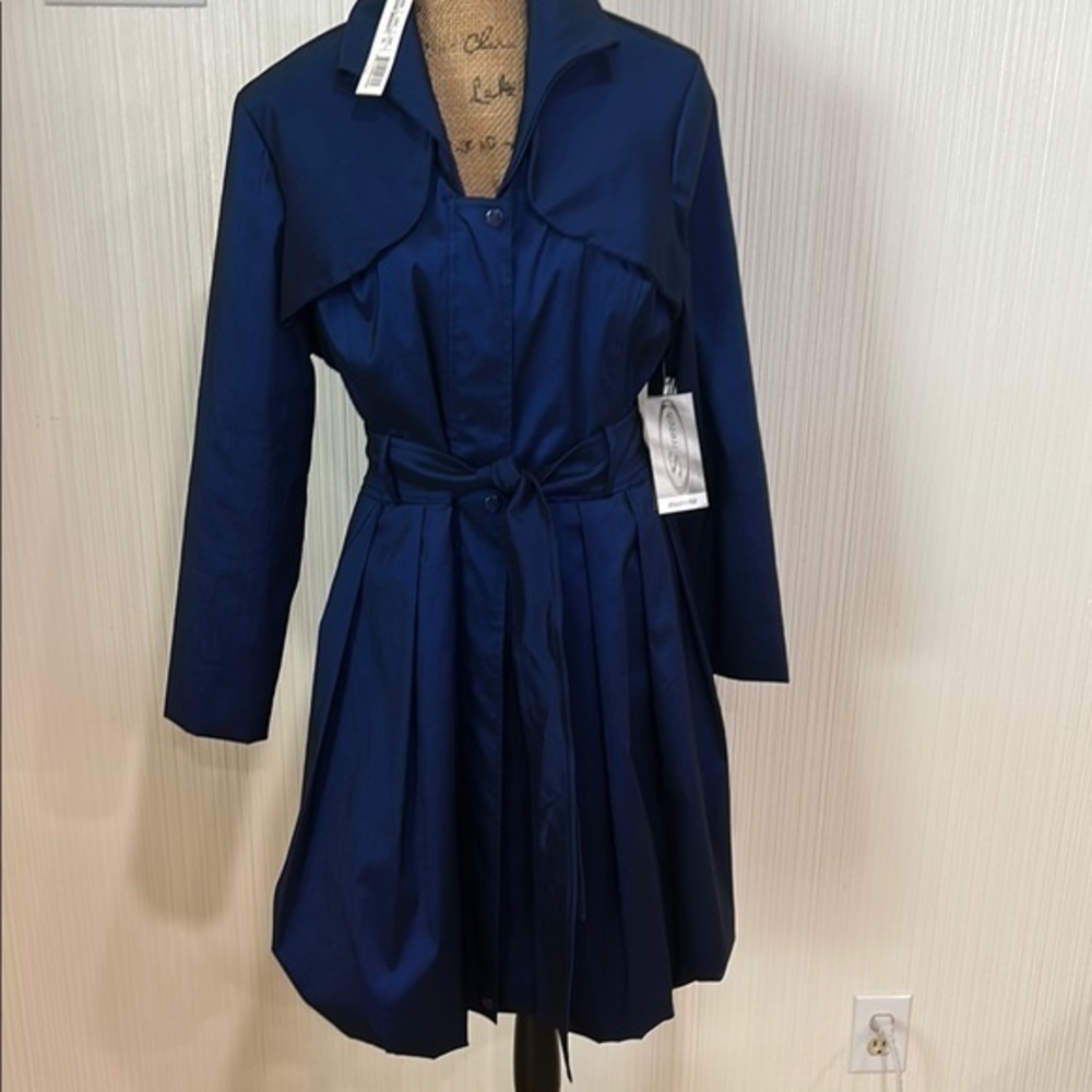 SAMUEL DONG Elegant Midnight Long Sleeve Bubble Coat Dress NEW